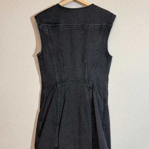 Women's 3.1 Phillip Lim Black Denim Asymmetrical Button Front Zipper Detail Sz 6 - Picture 8 of 11